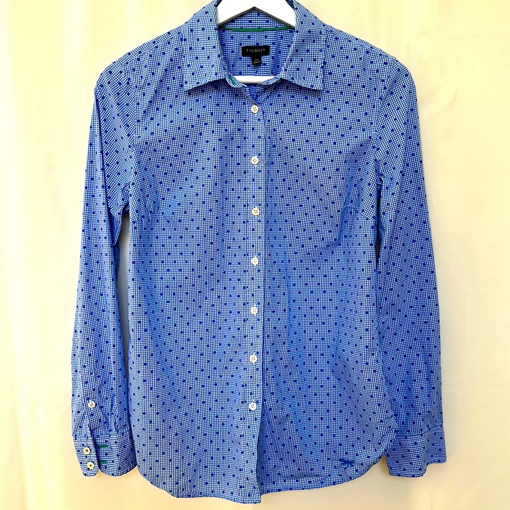 Talbots Polka Dot Oxford Shirt Size XS